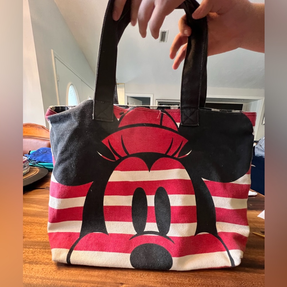 Disney Vtg Mickey and Minnie Mouse Tote Bag - Black, Red, and White